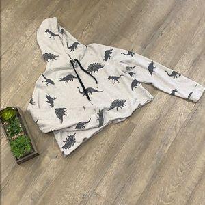 Dinosaur design cropped hooded sweatshirt